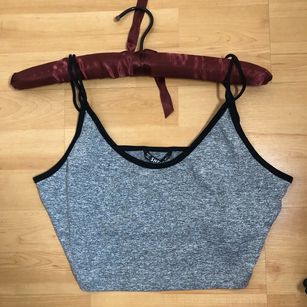 TERRY GREY CROP TOP W/ DOUBLE STRAPS